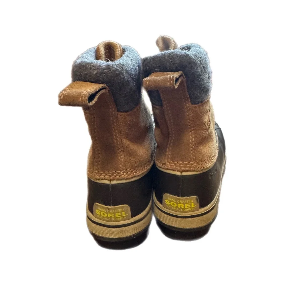 Sorel Waterproof Duck Boots Kids Brown Suede Leather Good Insulated Winter
